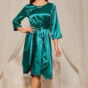 Green Blue Women’s Satin Dress